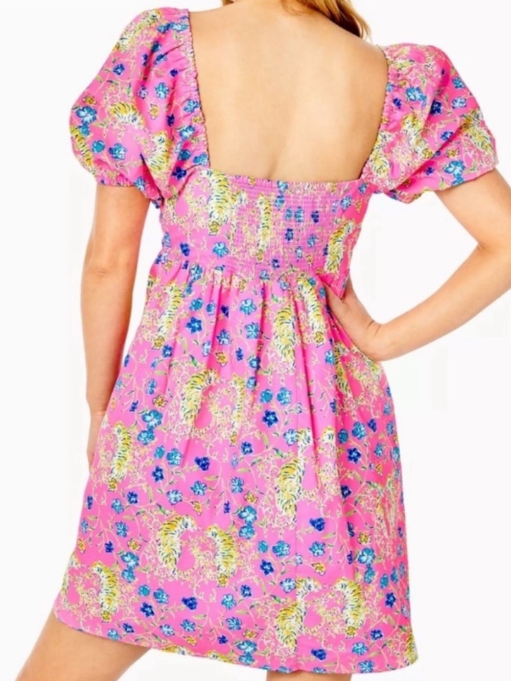 Lilly Pulitzer Kay Babydoll Dress in Prosecco Pink Tigress Garden - Picture 13 of 14